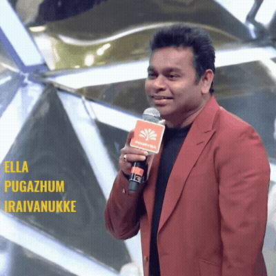 Man In Red Suit Holding Microphone Ella Pugazhum Iraivanukke GIF