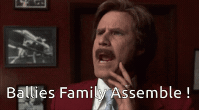 Man In Red Suit Saying Ballies Family Assemble GIF