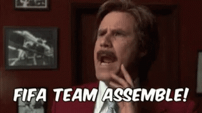 Man In Red Suit Saying FIFA Team Assemble GIF