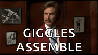 Man In Red Suit Saying Giggles Assemble GIF