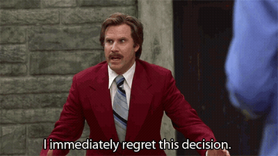 Man In Red Suit Saying I Immediately Regret This Decision GIF