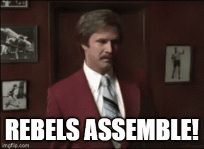 Man In Red Suit Says Rebels Assemble GIF