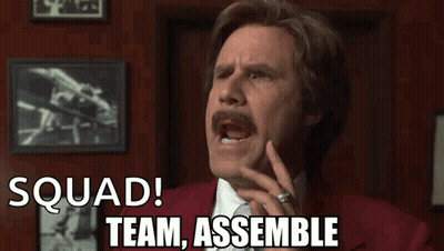 Man In Red Suit Shouting Squad Team Assemble GIF