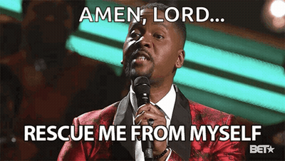 Man In Red Suit Speaking Into Microphone Says Amen Lord Rescue Me From Myself GIF