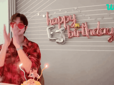 Man In Red Sunglasses In Front Of Happy Birthday Banner GIF