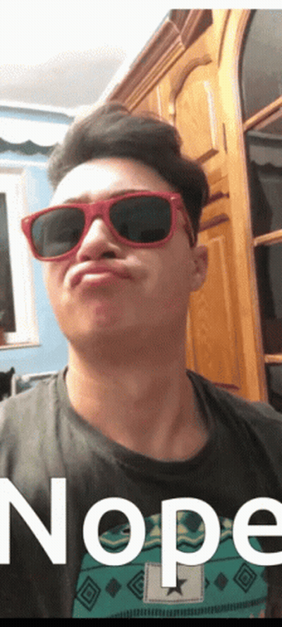 Man In Red Sunglasses With Nope Shirt GIF