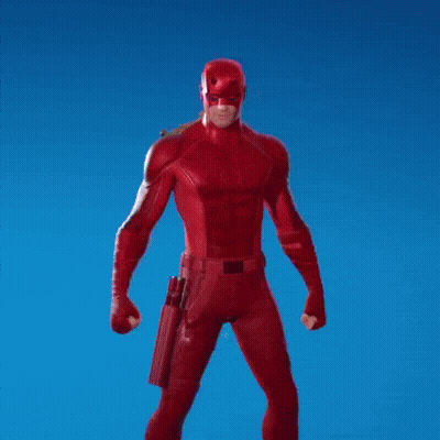 Man In Red Superhero Costume Waving GIF