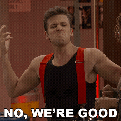 Man In Red Suspenders Saying No We're Good GIF
