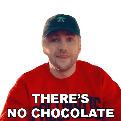 Man In Red Sweater And Black Hat Says No Chocolate Sticker