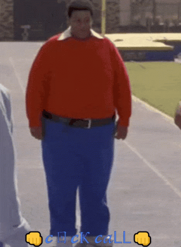 Man In Red Sweater And Blue Pants With Click Call GIF