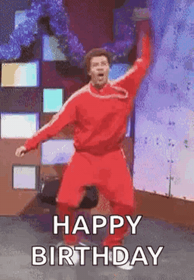 Man In Red Sweater Dancing Saying Happy Birthday GIF