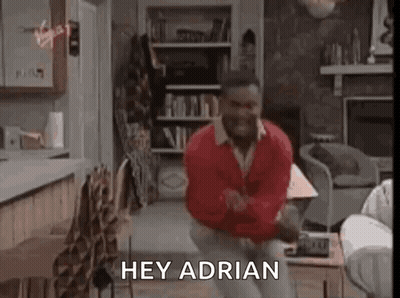 Man In Red Sweater Dancing Saying Hey Adrian GIF