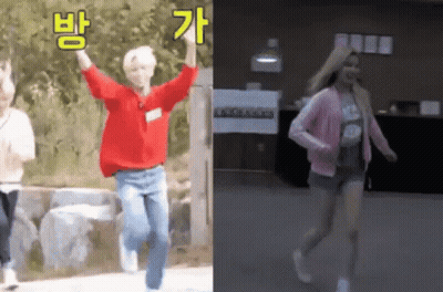 Man In Red Sweater Running Next To Woman In Pink Jacket GIF