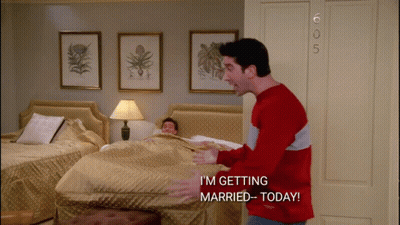 Man In Red Sweater Says I'm Getting Married Today GIF