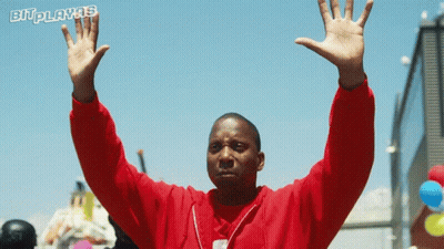 Man In Red Sweatshirt Raising Hands Bitplayas GIF