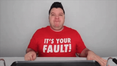 Man In Red T-Shirt Saying It's Your Fault GIF