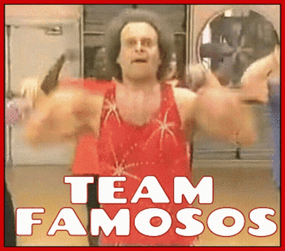 Man In Red Tank Top Flexing Team Famosos GIF