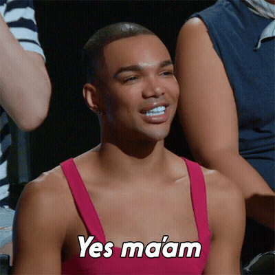 Man In Red Tank Top Saying Yes Ma Am GIF