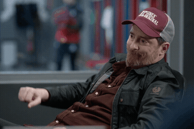 Man In Red Trucker Hat Saying Bones Original GIF