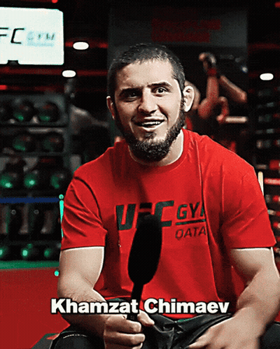 Man In Red UFC Qatar Shirt GIF
