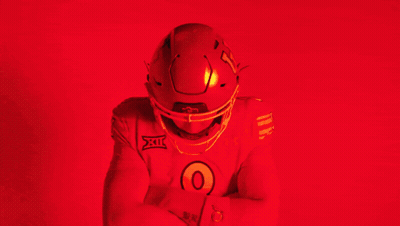 Man In Red Under Armour Jersey And Football Helmet GIF