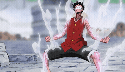 Man In Red Vest Kneeling With Eyes Covered GIF