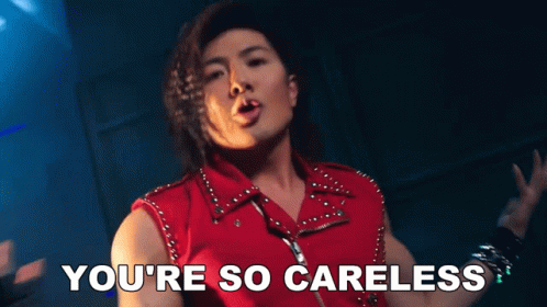 Man In Red Vest Says You're So Careless GIF