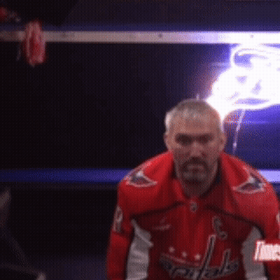Man In Red Washington Capitals Jacket Locker Room GIF