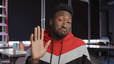 Man In Red White Black Hoodie Holding Hand GIF