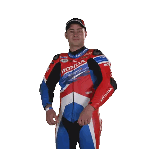 Man In Red White Blue Honda Suit Sticker