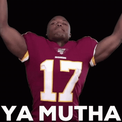 Man In Redskins Jersey Holding Arms Up GIF