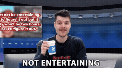 Man In Reebok Sweatshirt Holding Coffee Saying Not Entertaining GIF