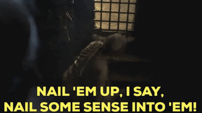 Man In Robe Nail 'Em Up GIF