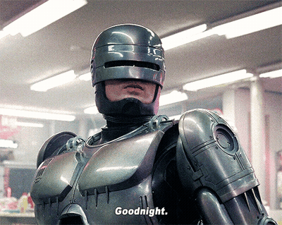 Man In Robotic Suit Saying Goodnight GIF