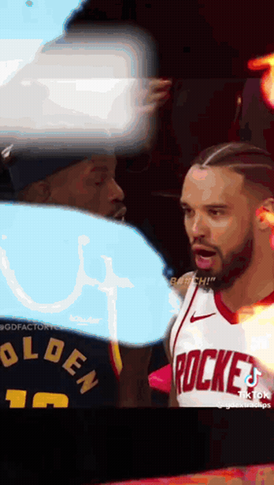 Man In Rockets Jersey Next To Man In Black Hat GIF