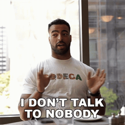 Man In Rodeca T-Shirt Says I Don't Talk To Nobody GIF