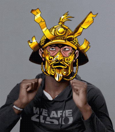 Man In Samurai Mask And Hoodie Saying We Afe Zlso GIF