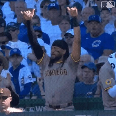 Man In San Diego Jersey Arms Up GIF