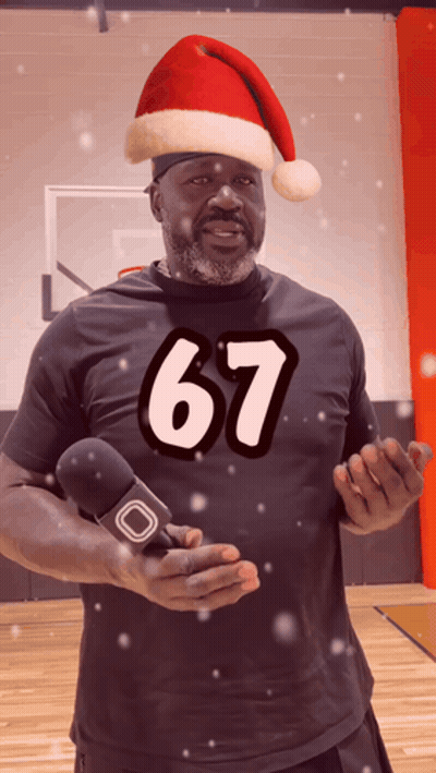 Man In Santa Hat And 67 Shirt GIF