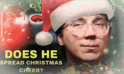 Man In Santa Hat And Glasses Spreading Christmas Cheer GIF