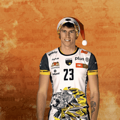 Man In Santa Hat And Jersey Saying 23 GIF