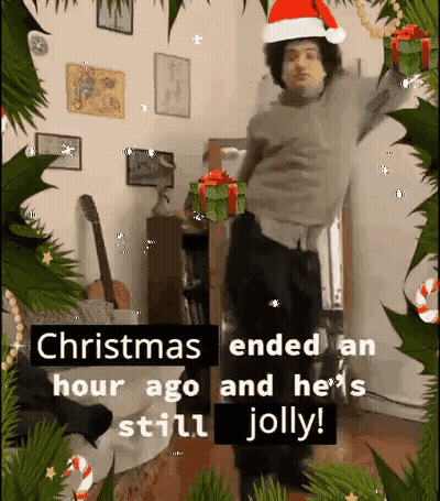Man In Santa Hat Dancing Christmas Ended An Hour Ago GIF