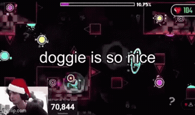 Man In Santa Hat Playing Video Game Doggie Is So Nice GIF