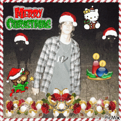 Man In Santa Hat Saying Merry Christmas GIF