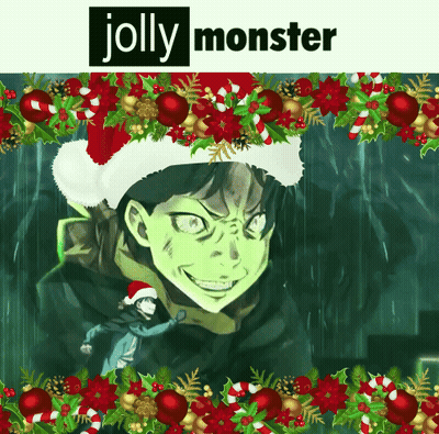 Man In Santa Hat Says Jolly Monster GIF