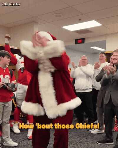 Man In Santa Suit Dancing How Bout Those Chiefs GIF