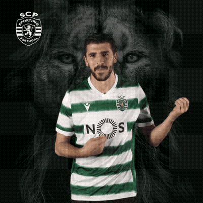 Man In SCP Sporting Portugal Jersey With Black And White Lion GIF