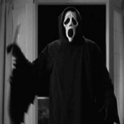 Man In Scream Mask Holding Knife GIF