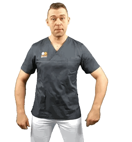 Man In Scrub Top With Pro Logo Sticker