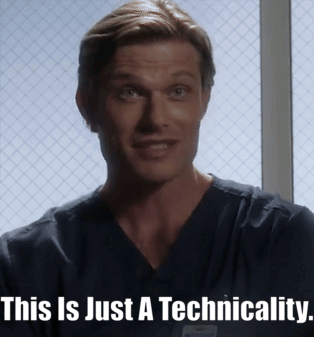 Man In Scrub Top With This Is Just A Technicality Below GIF